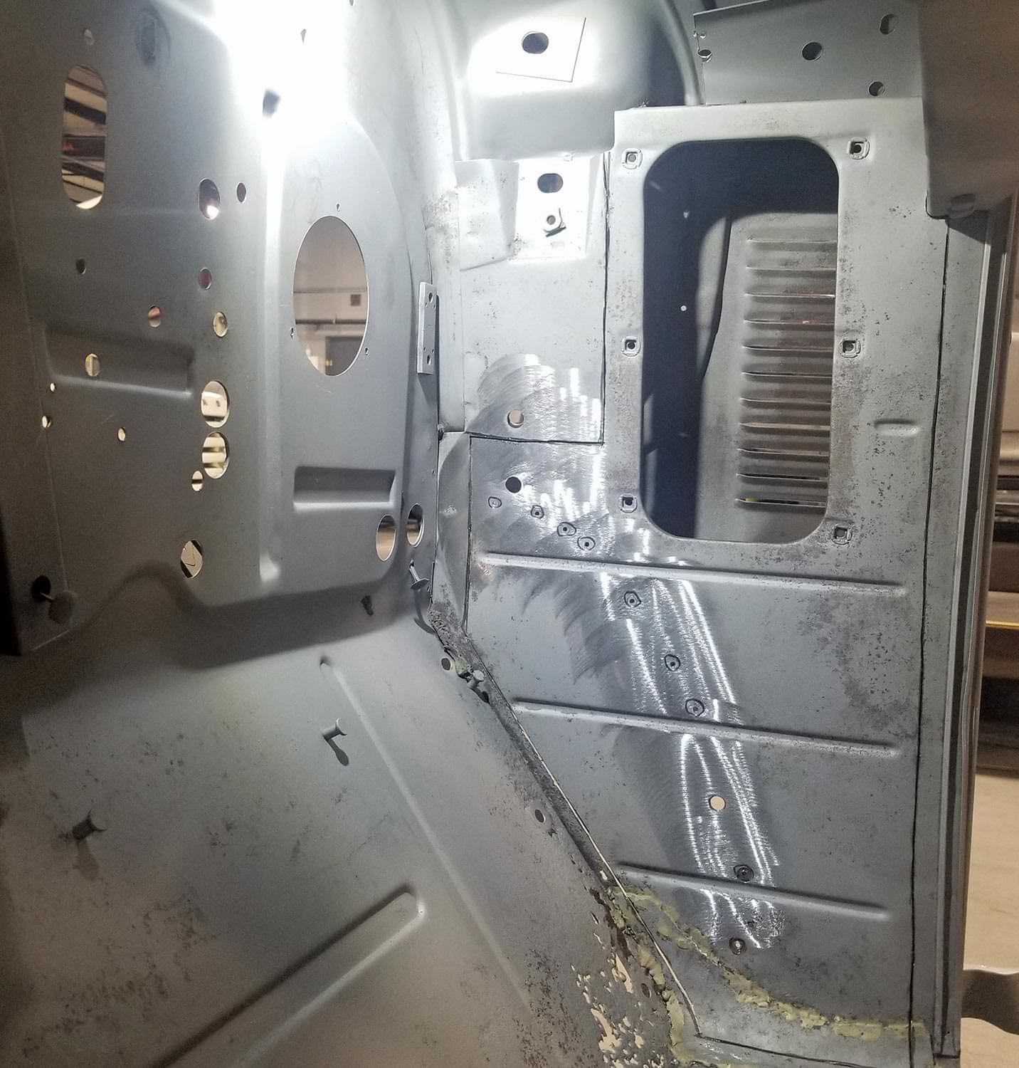 view from inside of the truck of the passenger side of the cowl