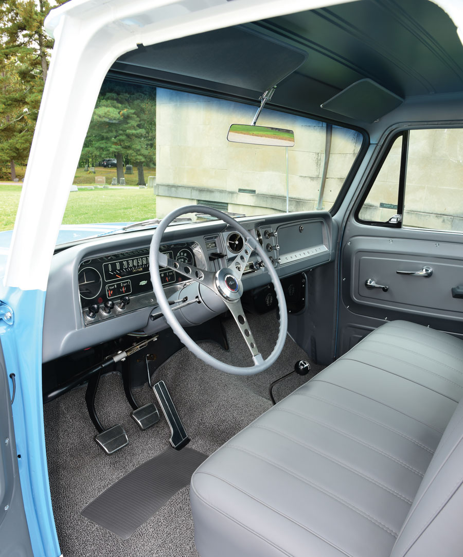 Interior in a ’66 Chevy Custom Cab C10