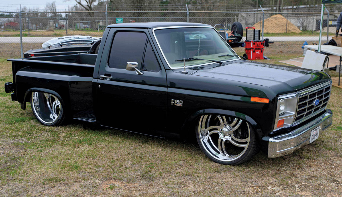 Black Chevy truck with chrome accents