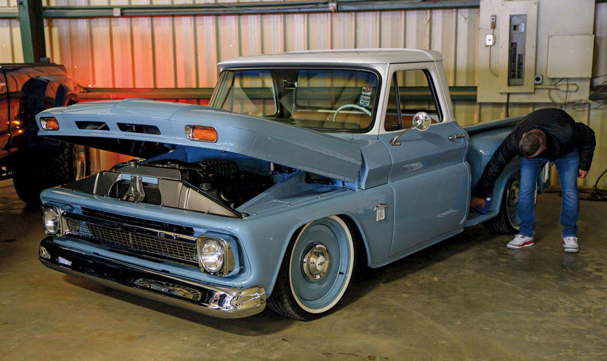 Light blue and white Chevy C-10