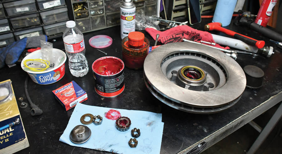 We hadn’t planned on replacing the rotors originally, but figured after all this other work, fresh pads and rotors would be icing on the cake. Duralast offers a number of different pads to suit your performance goals; we opted for a set of semi-metallic pads. 