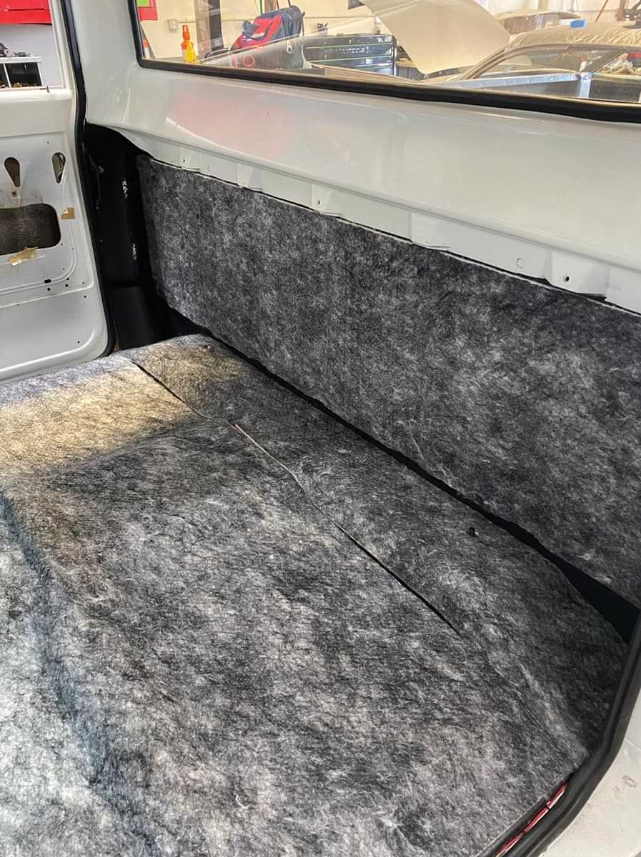 the vertical rear cab panel and flooring of the cab all lined with Under Carpet Lite