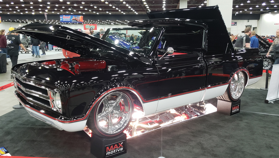 black chevy with red and white detailing