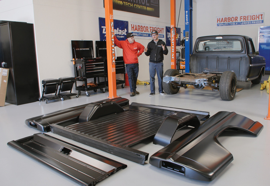 With the shortbed conversion complete, a “meeting of the minds” is called to plan the next step, assembling the new short box components from Golden Star Classic Auto Parts. We’ll return next month for a deeper dive into the sheetmetal components and what it takes to assemble a brand-new shortbed box.