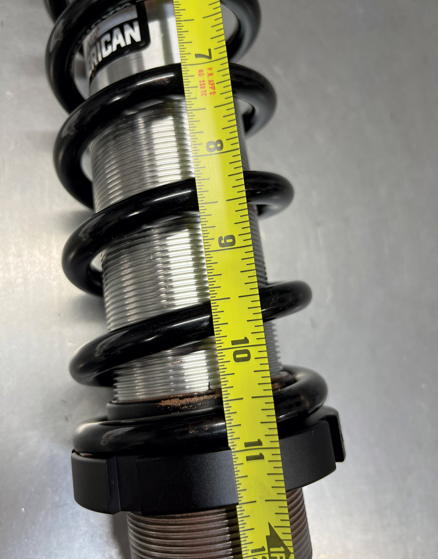 In this case our 12-inch spring was compressed 1 inch to establish the proper preload and spring rate.