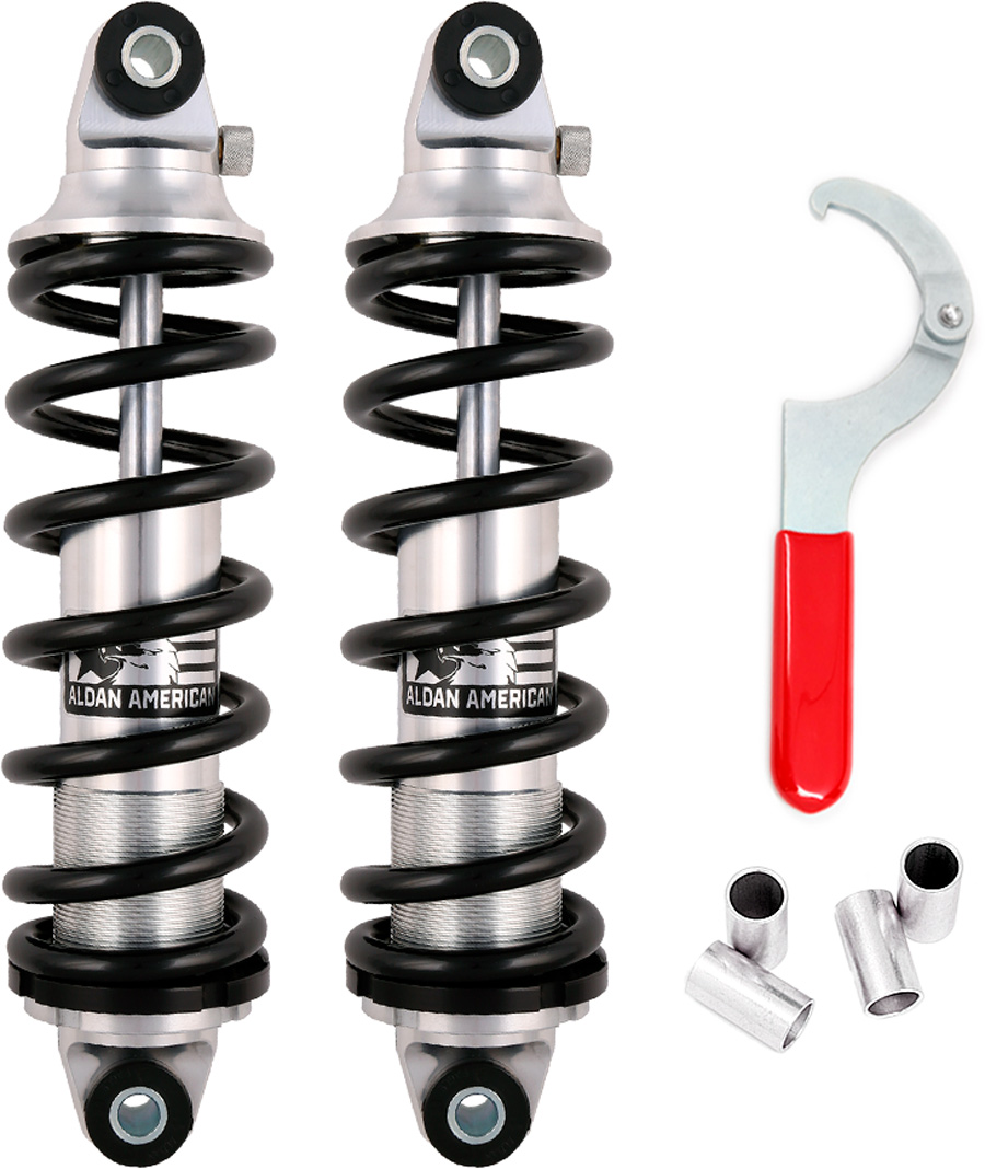 Aldan single-adjustable coilovers, spanner wrench, and bolts