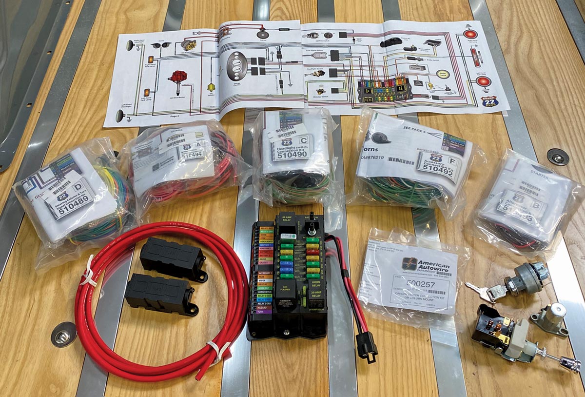 the Highway 22 Plus universal wiring system parts, still packaged and laid out