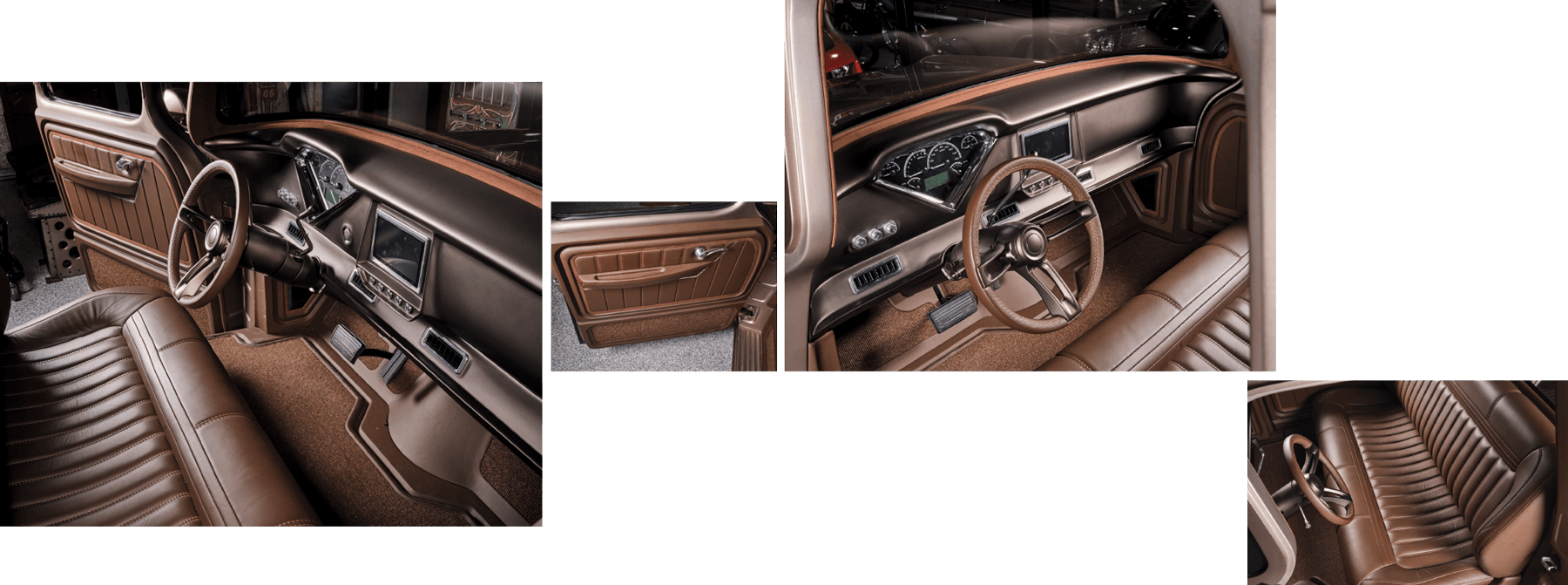 collage of images of a truck interior