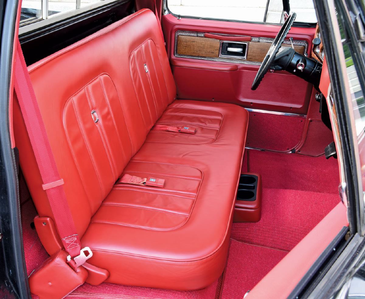 1977 GMC Sierra Classic's red leather seats