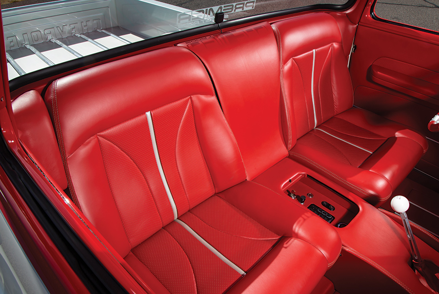 white '57 Chevy interior seat view