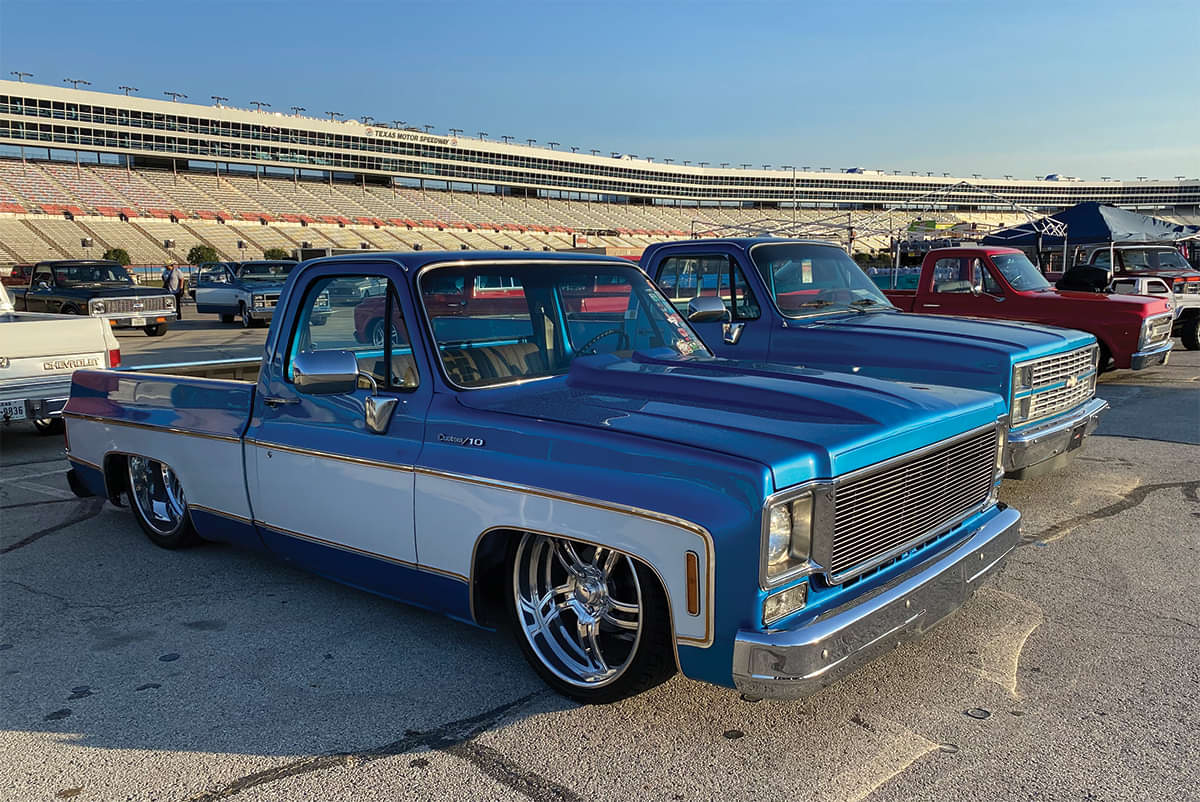 lowered blue and white squarebody