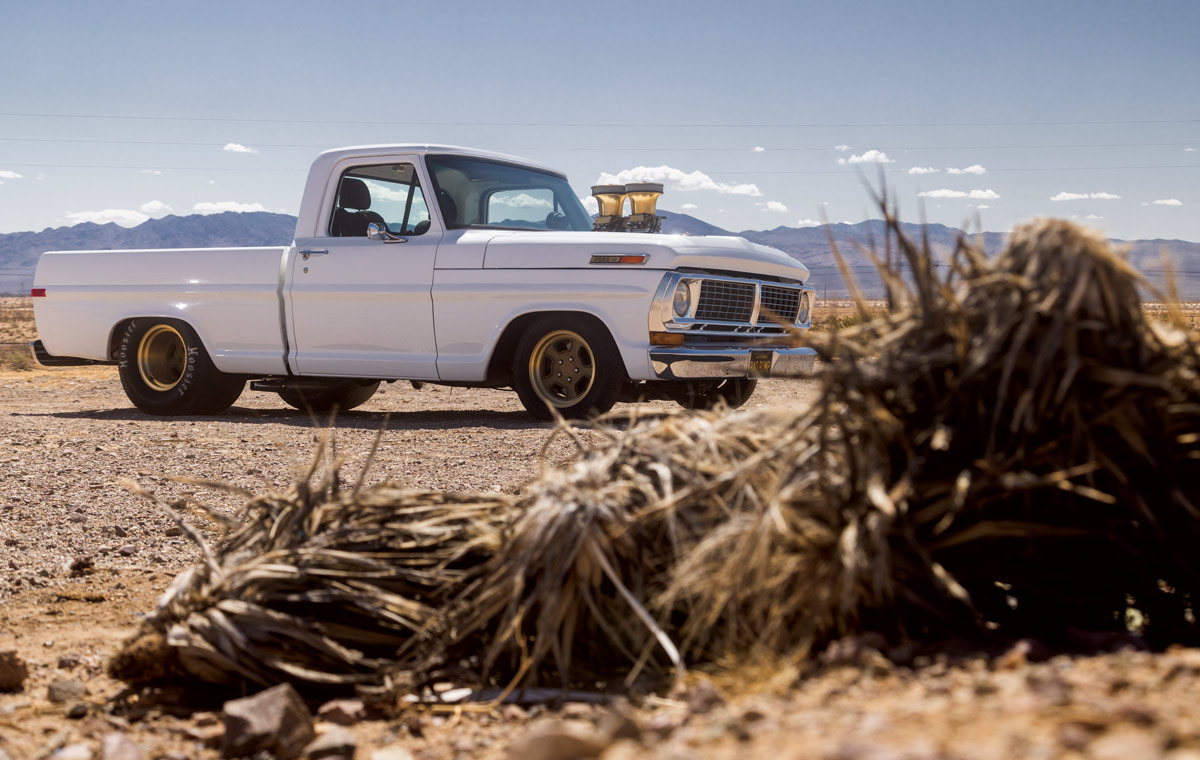 white truck in the desert