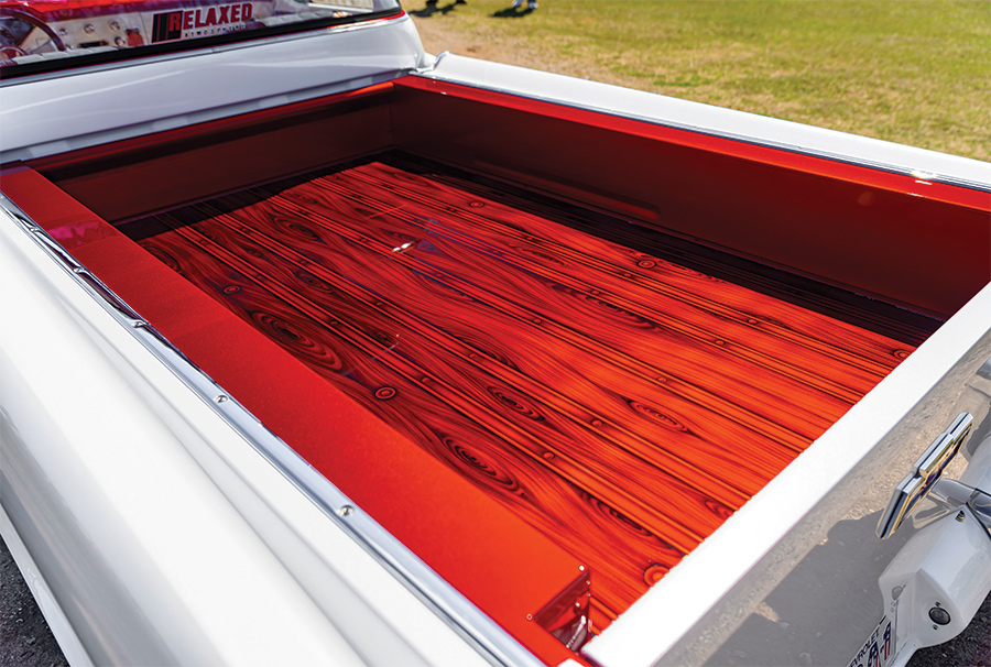 '55 Chevy Cameo trunk view