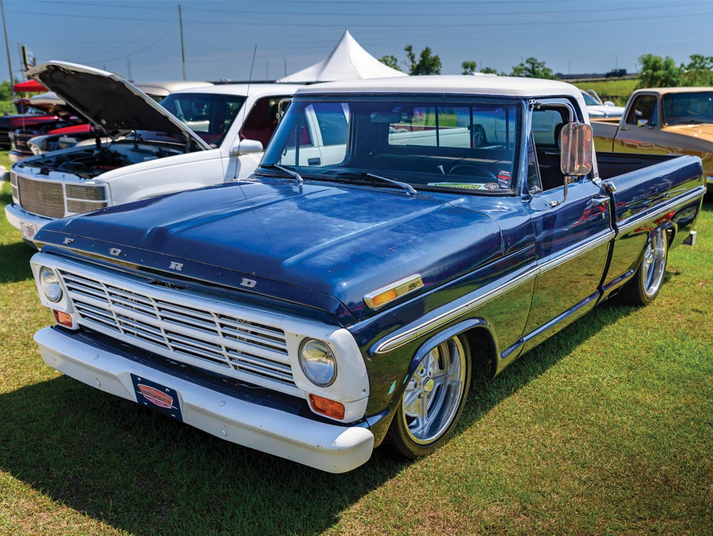 Blue and white Ford F100