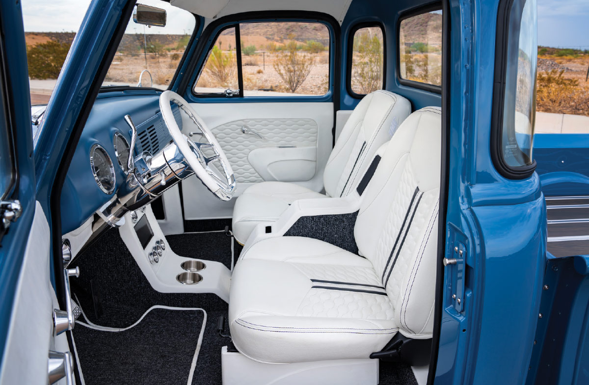 1952 GMC's white leather seats