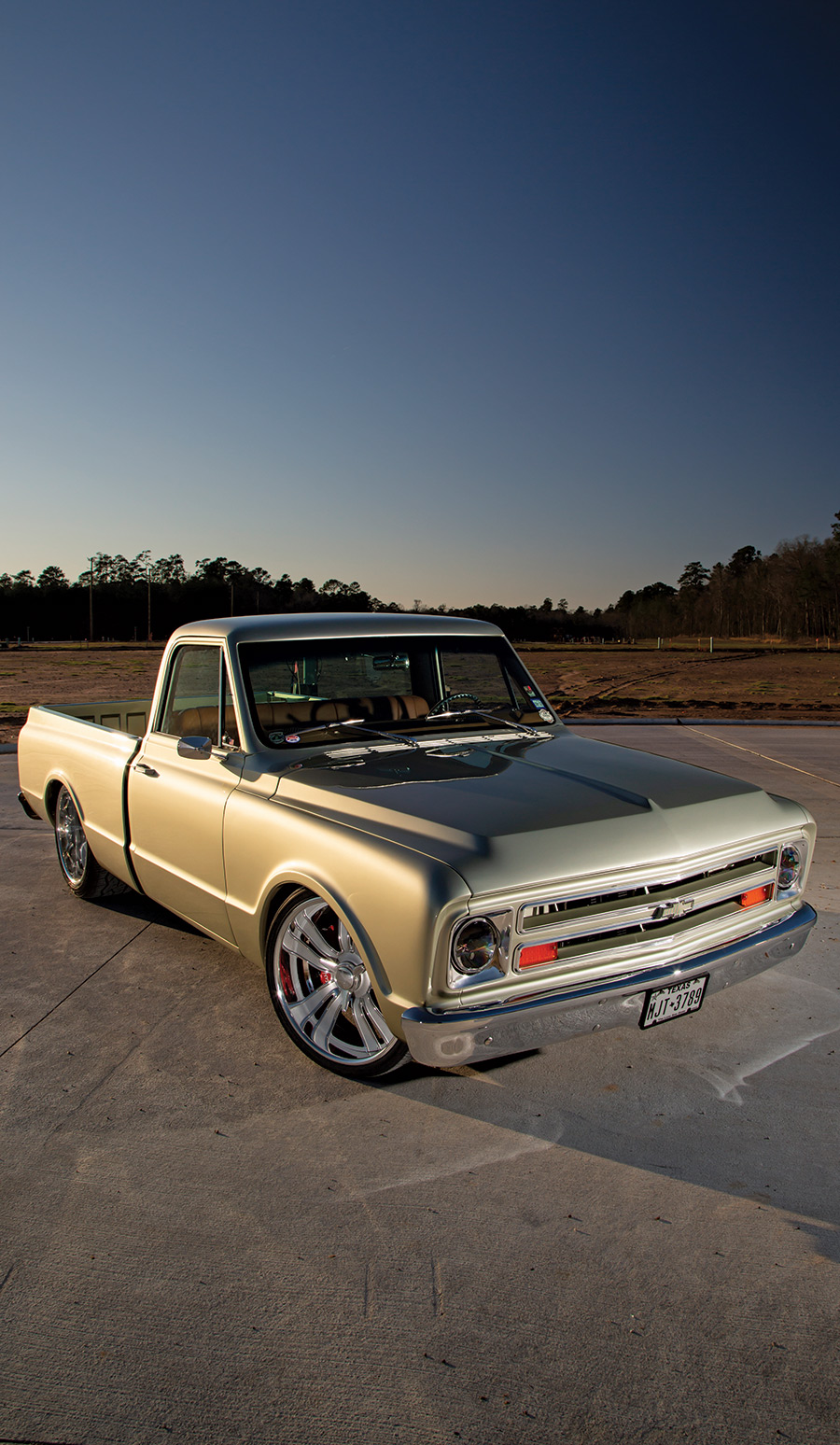 ’68 C10 front view during sunset