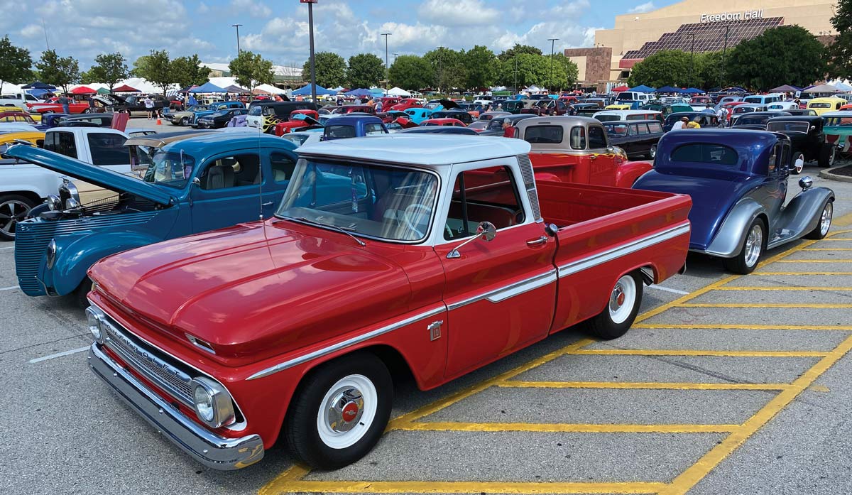 Classic red chevy pickup truck