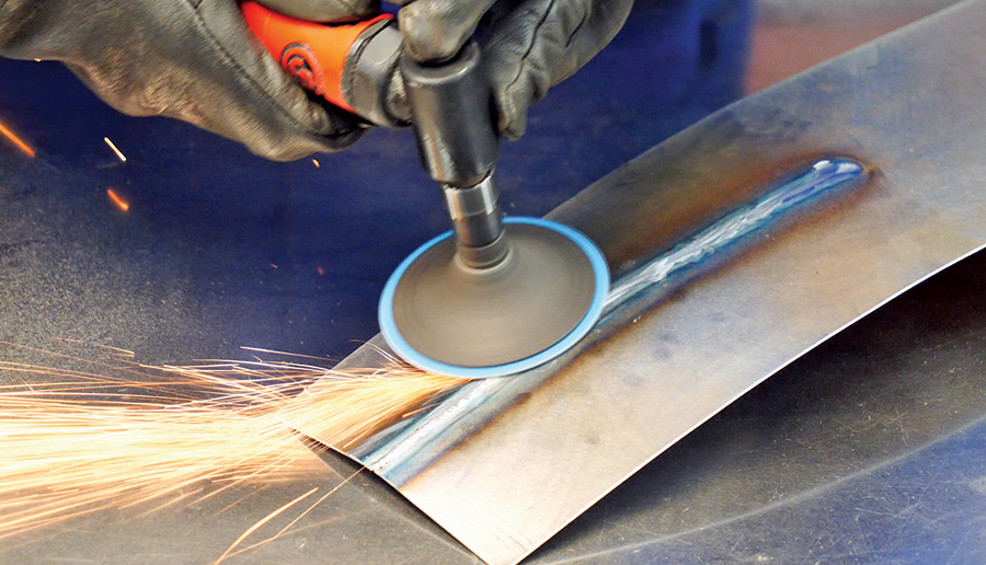 grinding on a sheet metal
