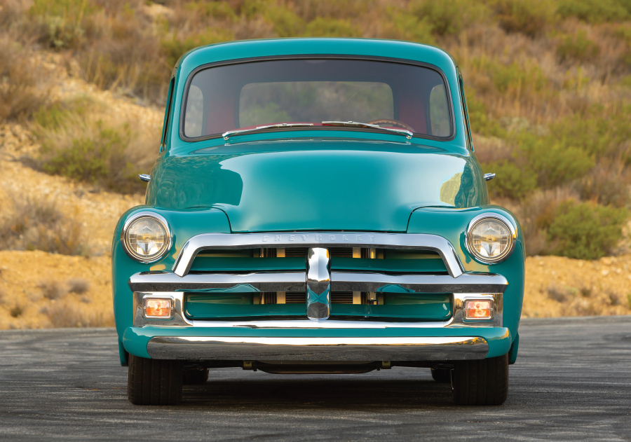 teal '54 Chevy front grill