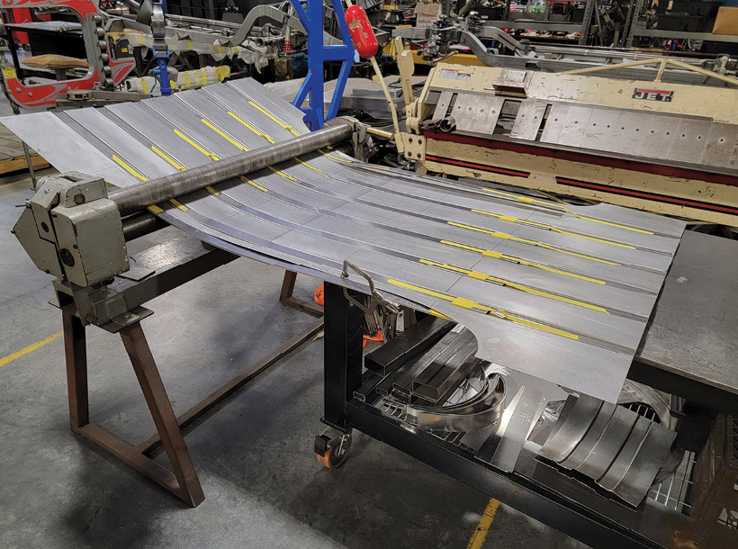 Pressing taped slats into shape