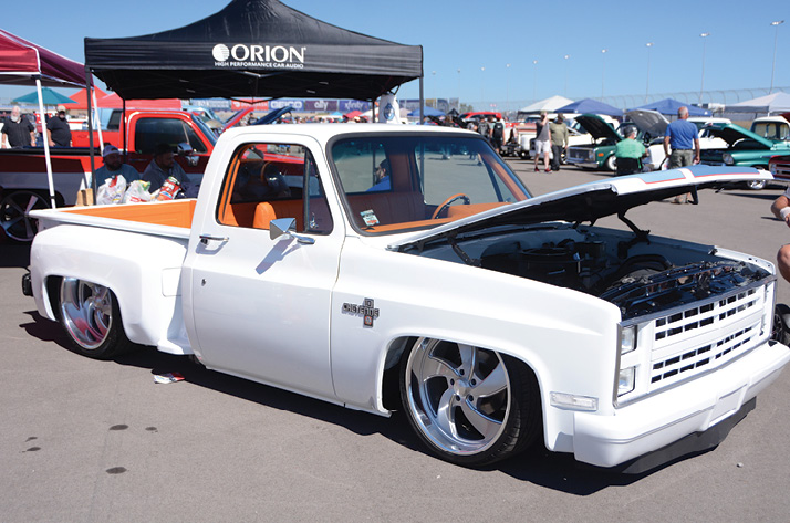 lowered white truck