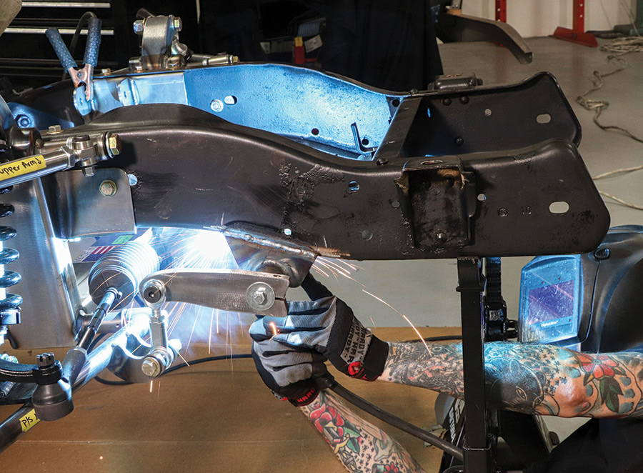 factory subframe being welded