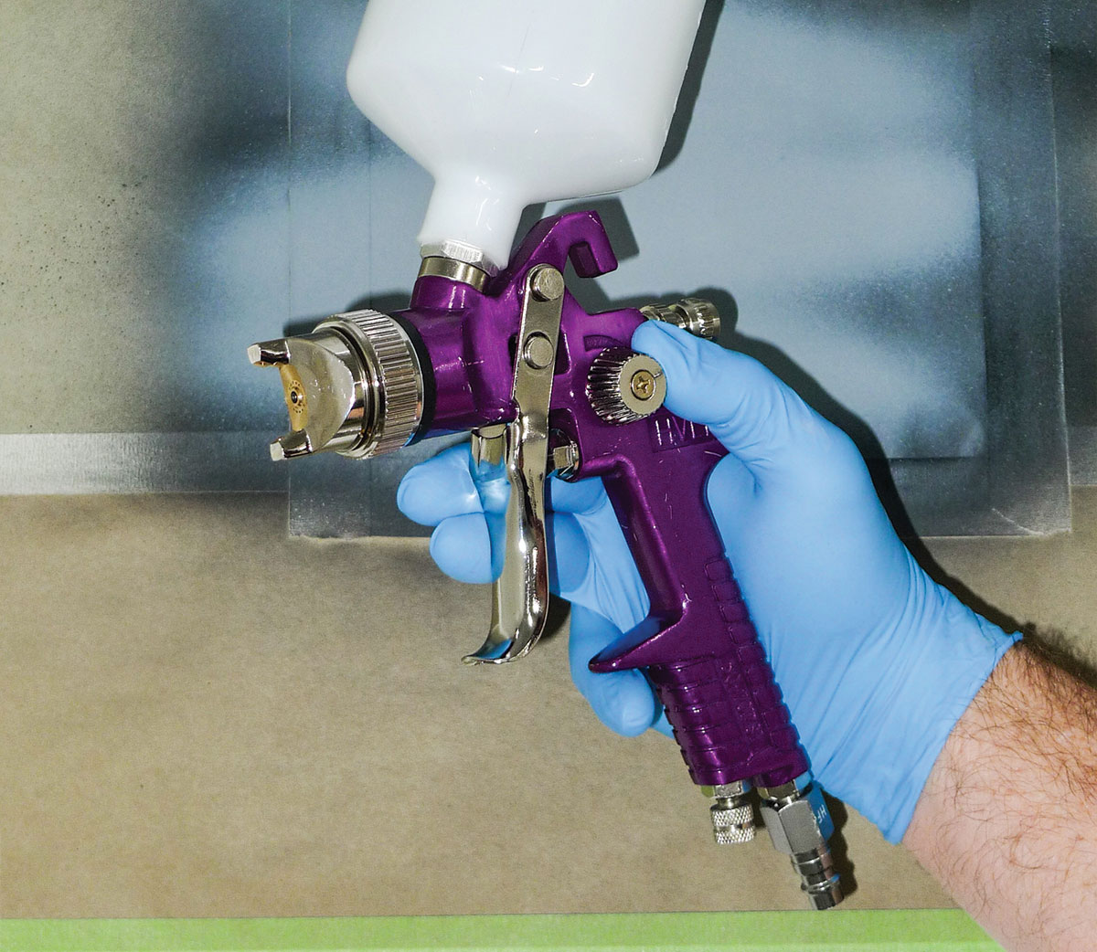 Purple metallic spray gun
