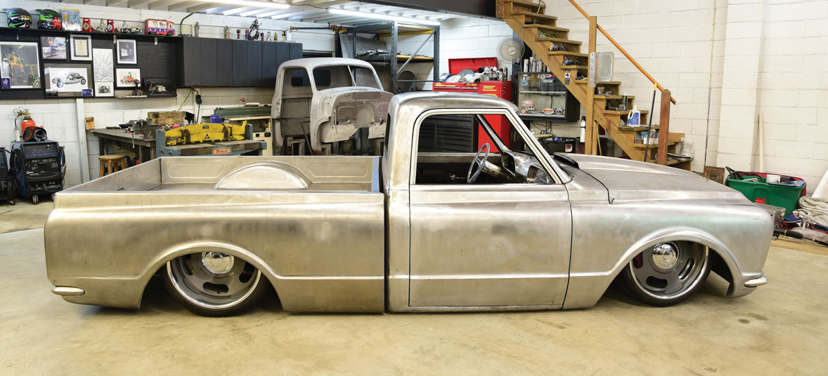 side view of silver '67 C10