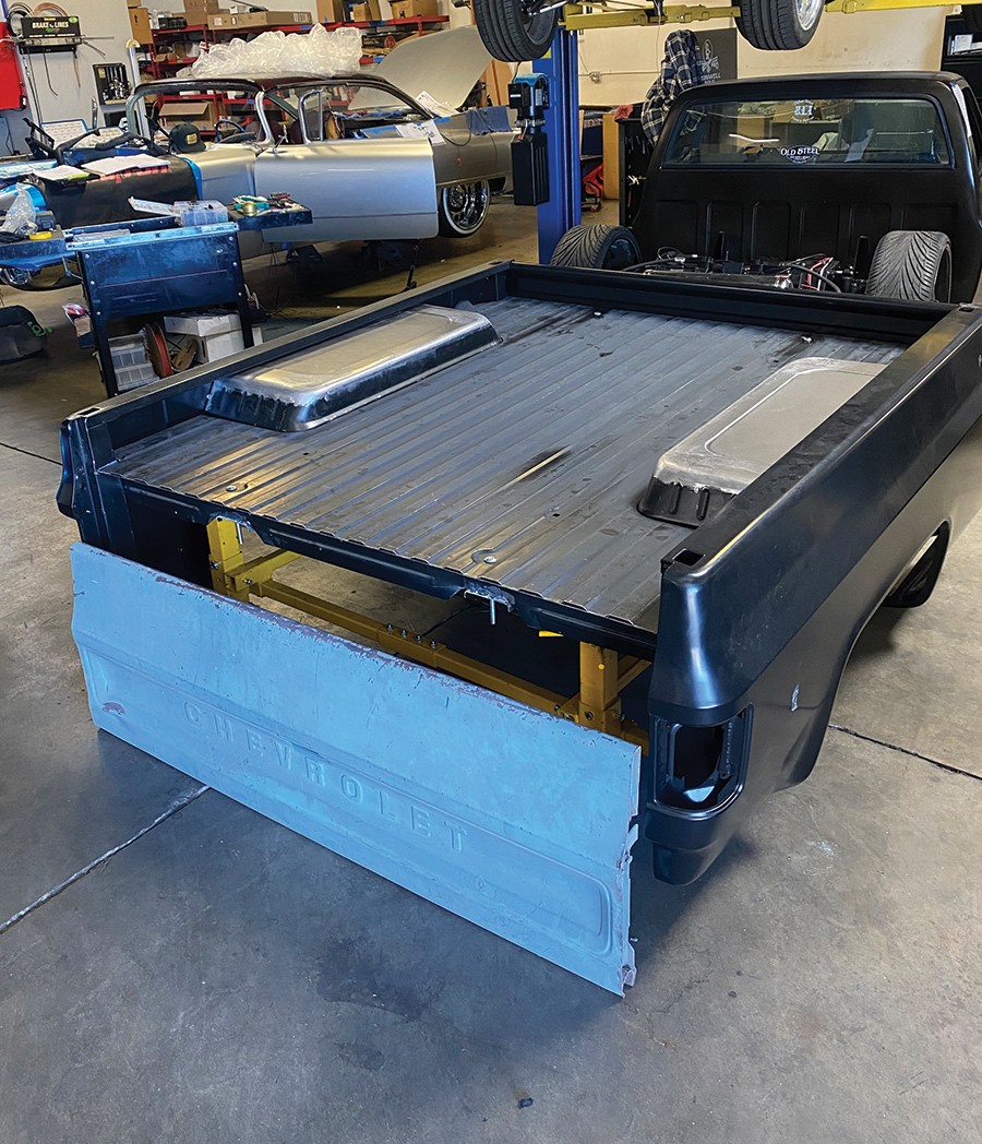 This was done to allow the tailgate to fit/close, but before that Jimenez Bros. needs to fabricate the custom rear filler panel, which will include gas filler and battery jumper provisions. For the intents and purposes, the Better Bed Box is good to go.