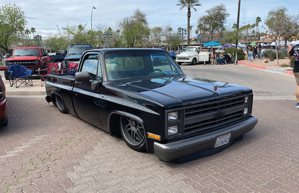 Bagged blacked out Chevy Squarebody
