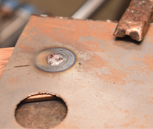 The completed weld is virtually flat and will require little grinding to make it flush with the surrounding area.