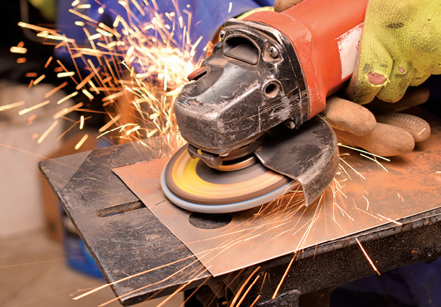 To dress the weld  a 60-grit “flapper” disc was used on a 4-inch electric grinder. The trick is to go slow and not apply excessive pressure, which can create heat and warp the metal—the very thing you’re trying to avoid.