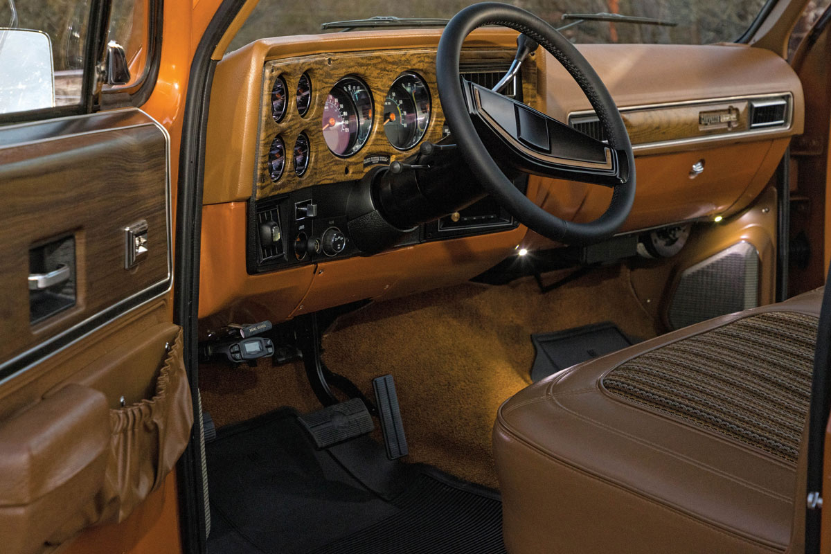 interior in a burnt orange ’73 K-Series
