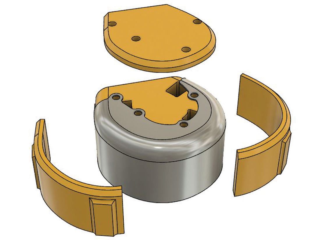 Auto CAD rendering of shield hammerform and clamping blocks