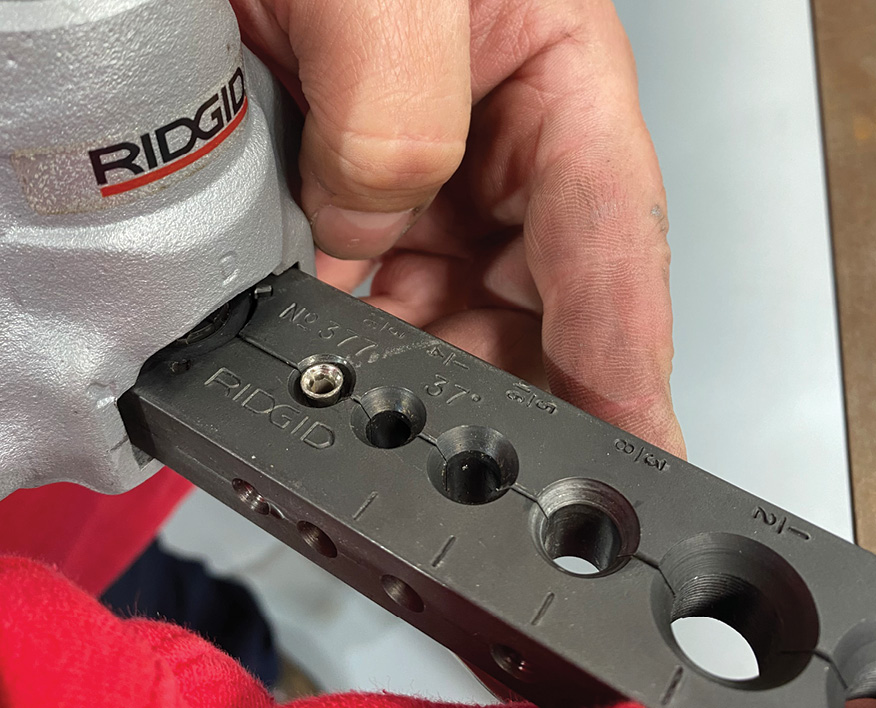 We’ll be making single, 37-degree flares for all our hardline junction points using this Ridgid flaring tool available from Speedway Motors (PN 91089524). This tool is simple to use and works great if you don’t want to deal with a bench-mounted flaring tool (we have one of those too!).