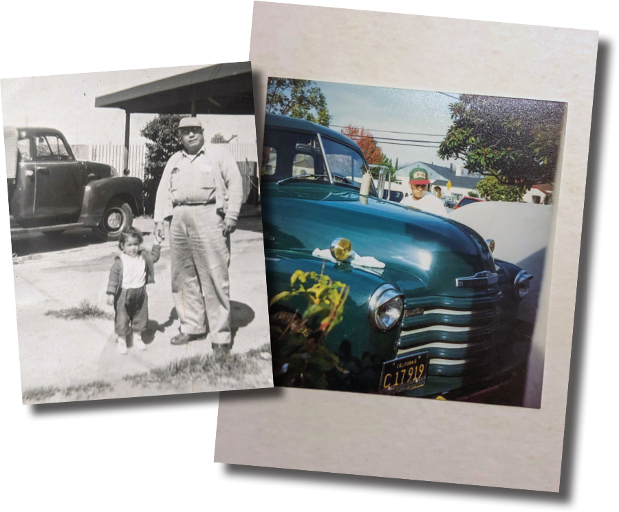 old photos of family with '53 Chevy