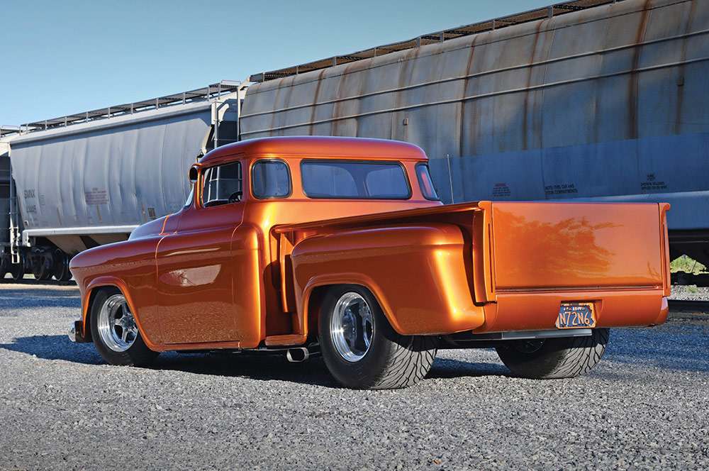 Metallic orange ProStreet style '56 Chevy 3100