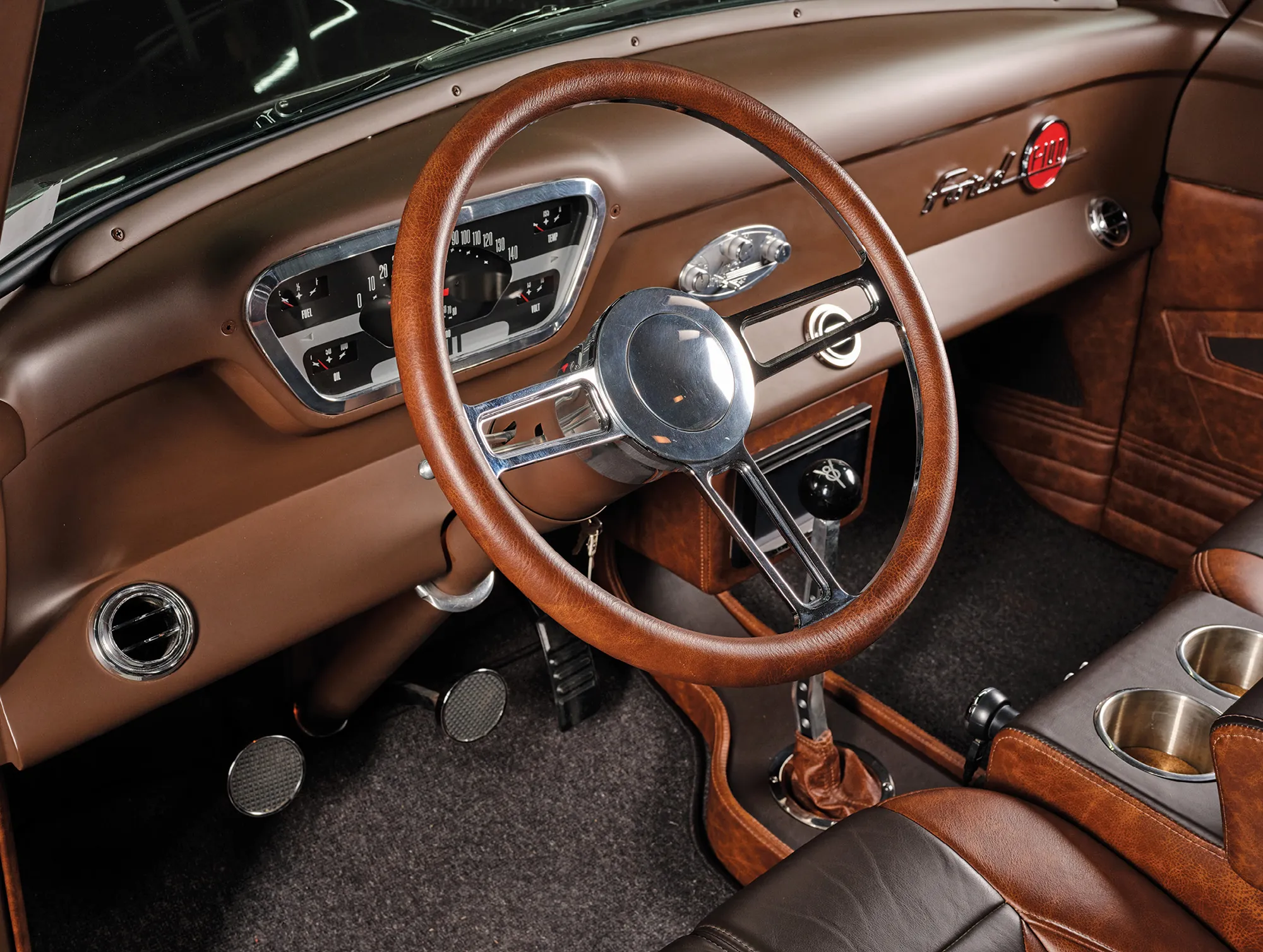 view of Customs–Built ’55 Ford F-100 steering wheel