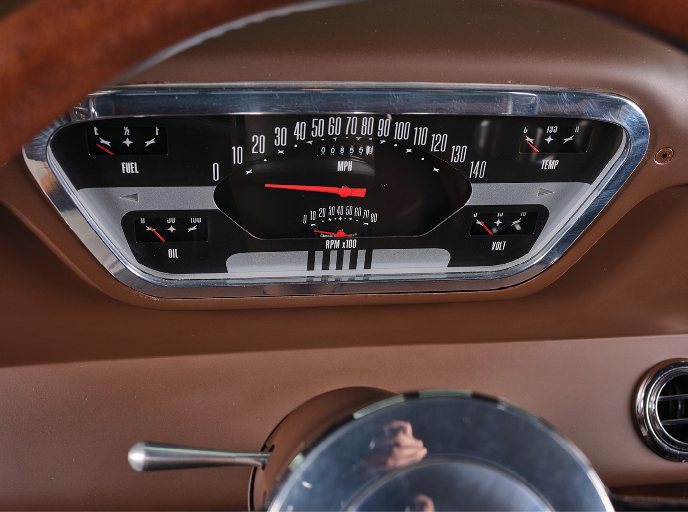 dash view of Customs–Built ’55 Ford F-100