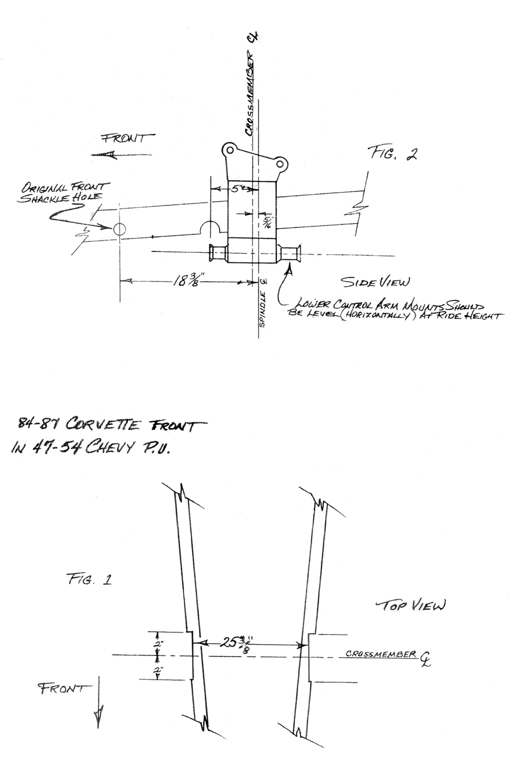 Diagrams and instructions for crossmember positioning