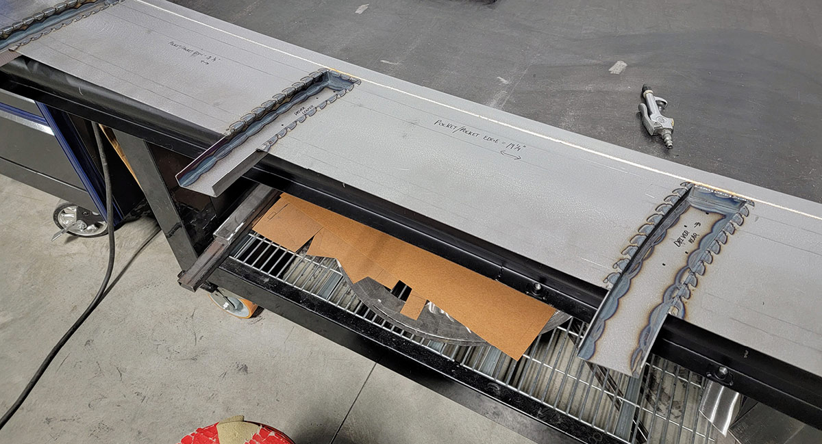 Initial welds on sideboard underside recesses 