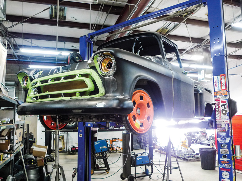 Routinely winning big awards for doing so, Premier provides complete turnkey construction service plus they’re available to assist with any phase of your build. Up on this lift, a ’57 Chevy build deserves a closer look.