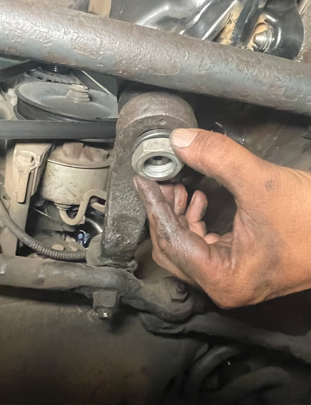 The seal, Pitman arm, and new lock washer and bolt were installed to finish the linkage connection. This is a great time to inspect the tie-rod ends and update the steering linkage.