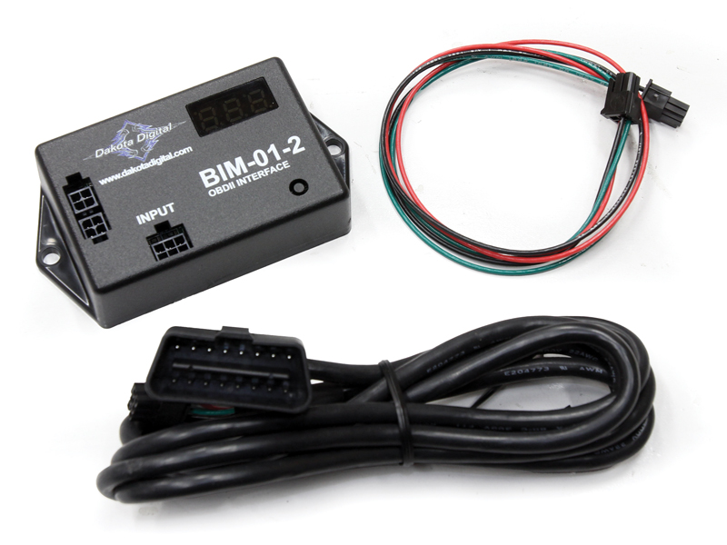 Additional interface modules are available to supplement what information the RTX Series instrument cluster can provide. A BIM-01-2 connects the control box directly to an OE ECU OBD-II port when a modern powerplant is being used. This allows the RTX cluster to communicate directly with a factory ECU to provide a variety of information without the use of additional sensors.