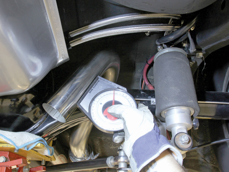 The first side of the exhaust is the easy side, while the second needs to mirror it, making for a compounded situation. When it comes to going up, down, or around, an angle finder can help match one side to the other and keep things consistent.