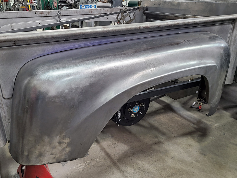  After final welding, planishing, and sanding the “new” fender design can now be revealed.