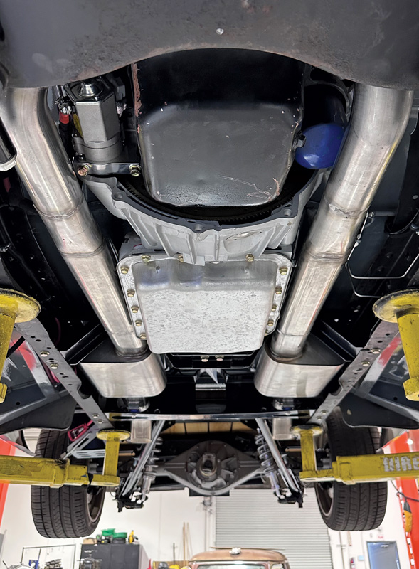 As we make our way rearward, Rob’s Granatelli exhaust system is nice and tight between the framerails with nothing hanging out in the breeze, not an easy feat when using traditional 3-inch tubing.