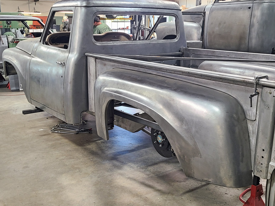  From any angle you can now see how the front fender’s lip has been transplanted to the rear fender, too, and we wonder why the factory never thought of doing that because the truck’s profile has been greatly improved.
