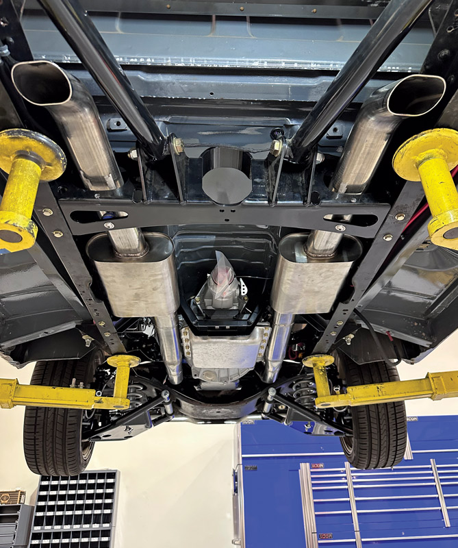The finished exhaust looks great and will continue to do so for years, thanks to the use of stainless steel components throughout. Note how well the entire system tucks into the frame without the use of tricky bends or unnecessary complications.