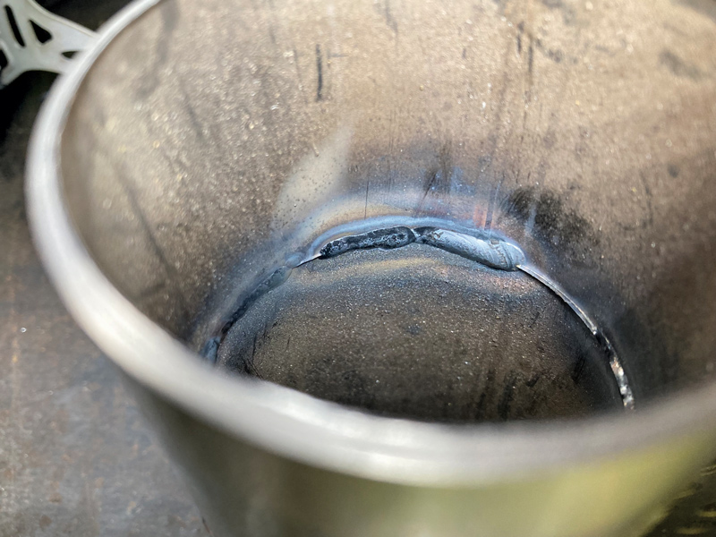 Note the difference between this weld that has been performed using the back-purge technique versus the previous image of the sugared weld. Proper penetration has been made, thanks in part to the Argon inside the tubing aiding in “pulling” the weld into the seam.